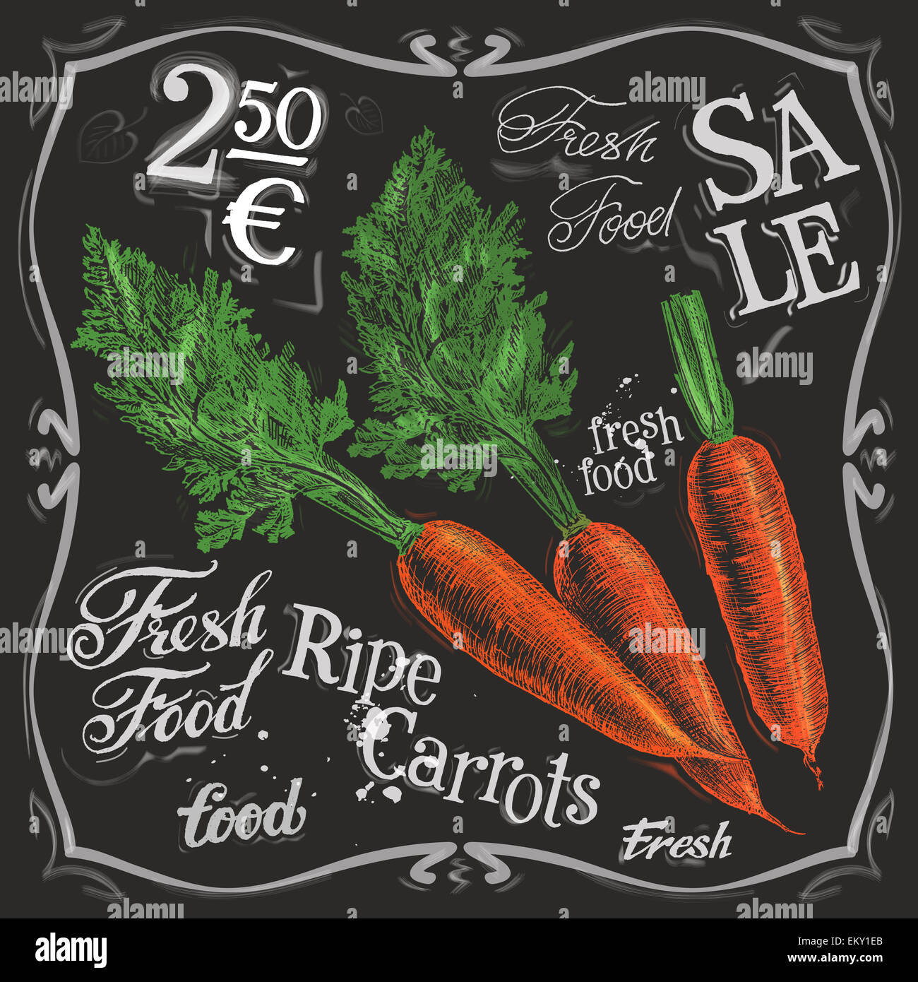 Mature carote vector logo design modello. verdure fresche, cibo o menu icona della scheda. Foto Stock