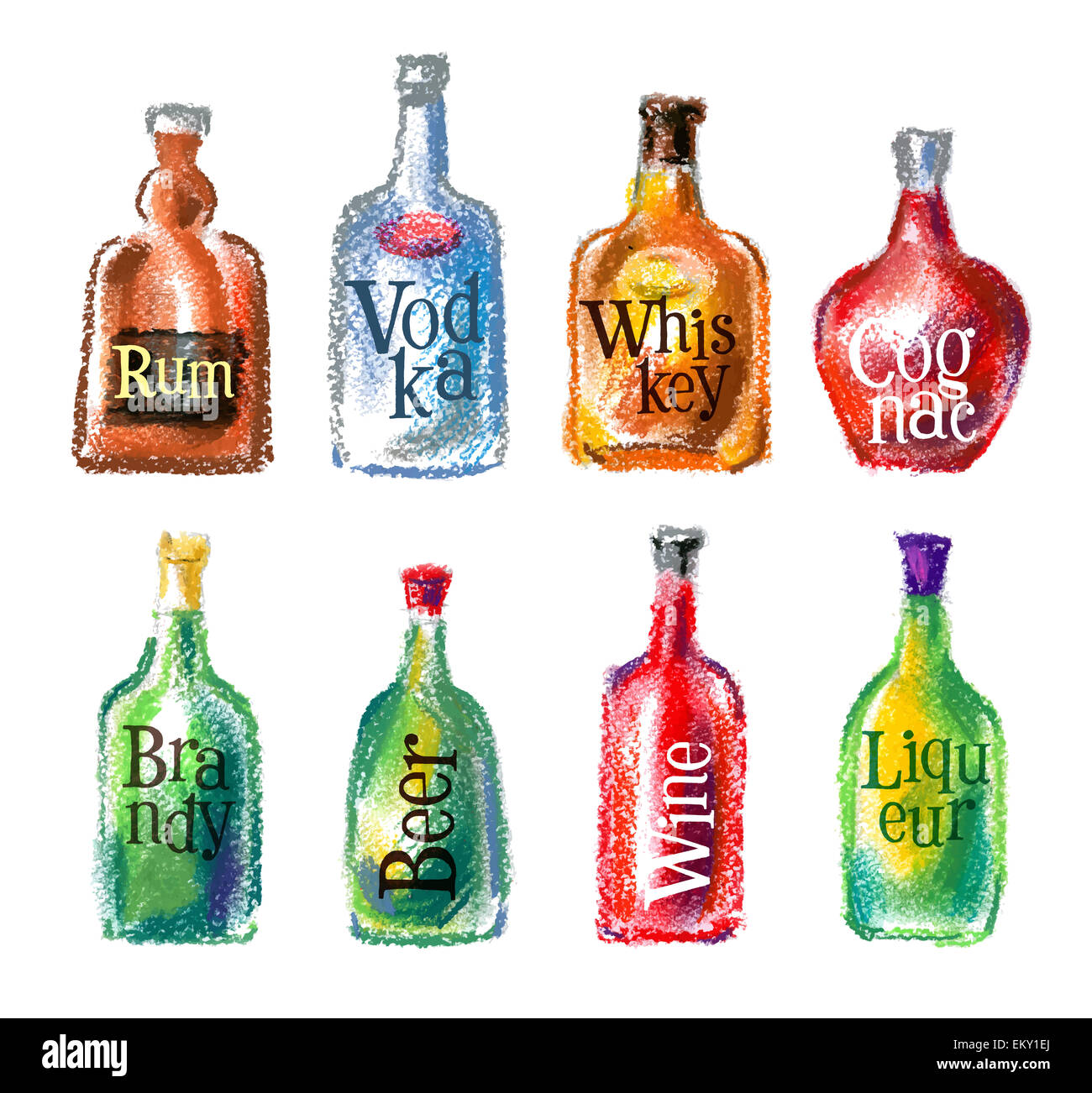 Vettore di bottiglia logo design modello. alcol drink o cocktail icona. Foto Stock
