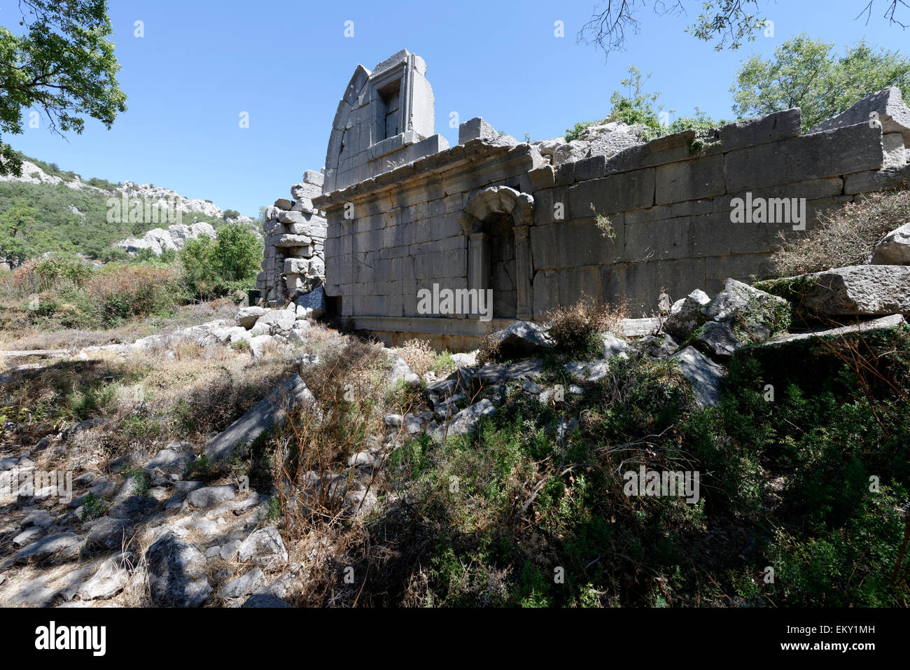 Ben conservati resti dell'ampia palestra e bagno complessa. Termessos, nella Turchia meridionale. Foto Stock