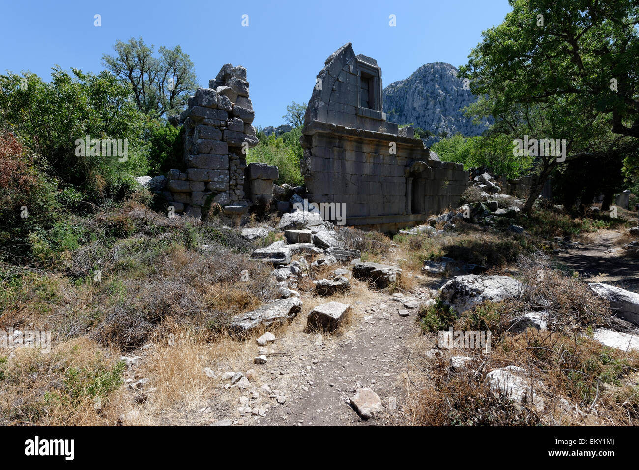 Ben conservati resti dell'ampia palestra e bagno complessa. Termessos, nella Turchia meridionale. Foto Stock