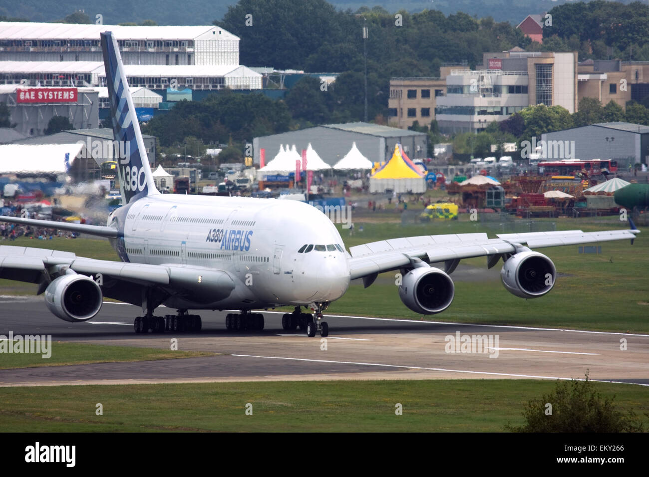 Airbus A380 a Farnborough Airshow internazionale 2015 Foto Stock