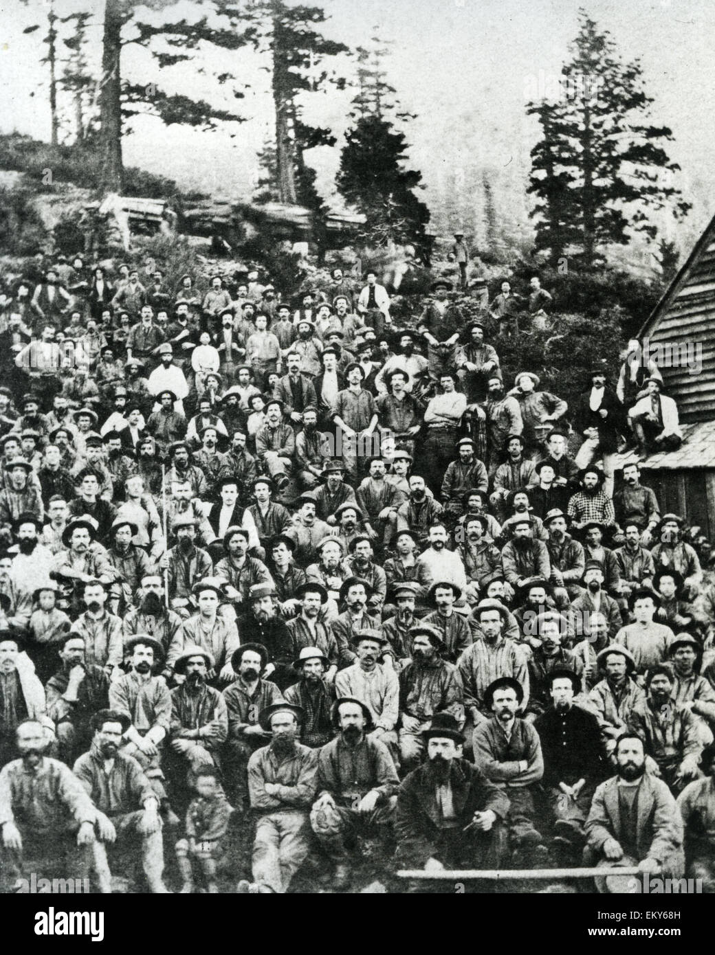 CALIFORNIA GOLD RUSH gruppo di minatori circa 1852 Foto Stock