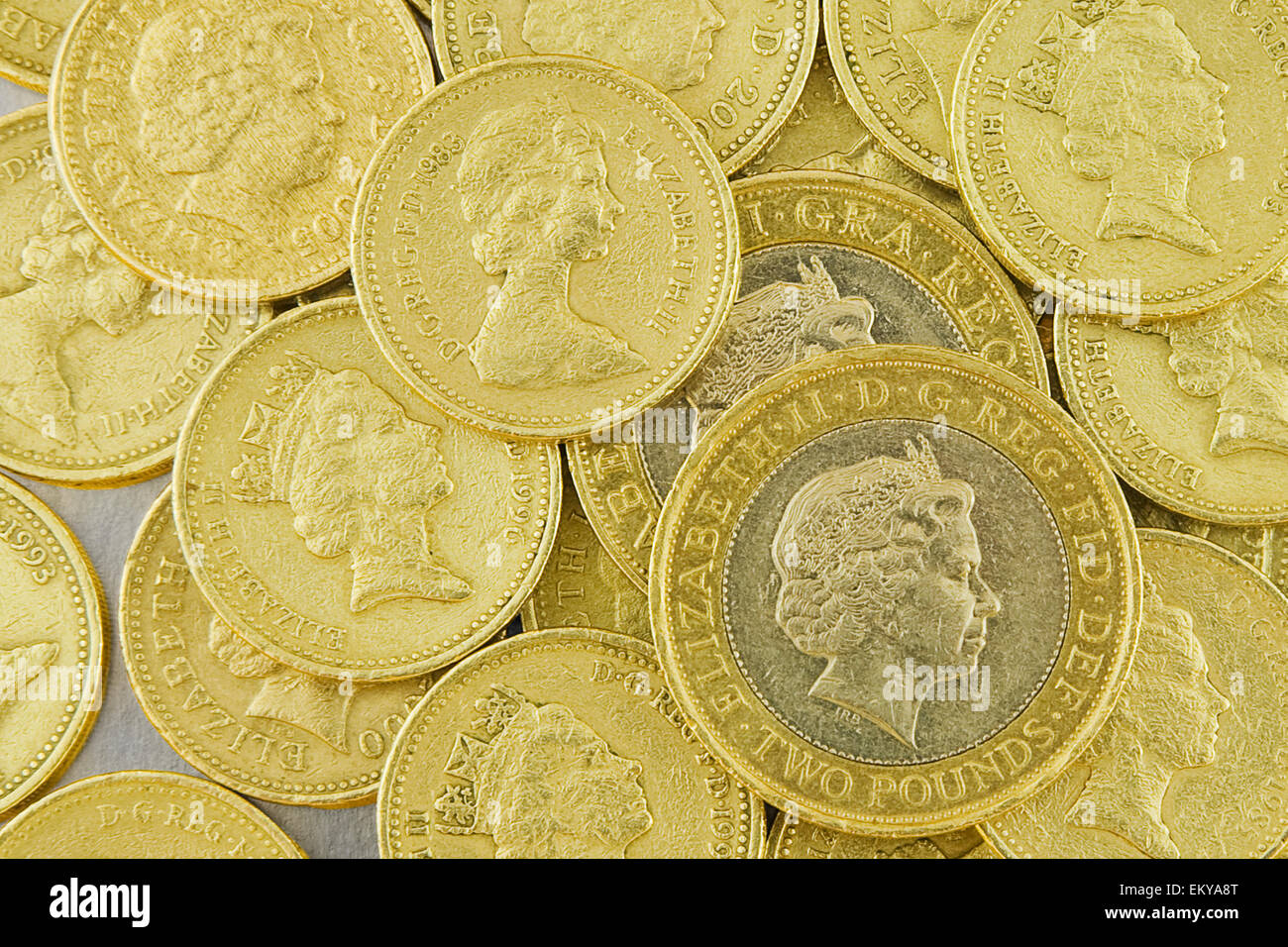 British una libbra di monete Foto Stock