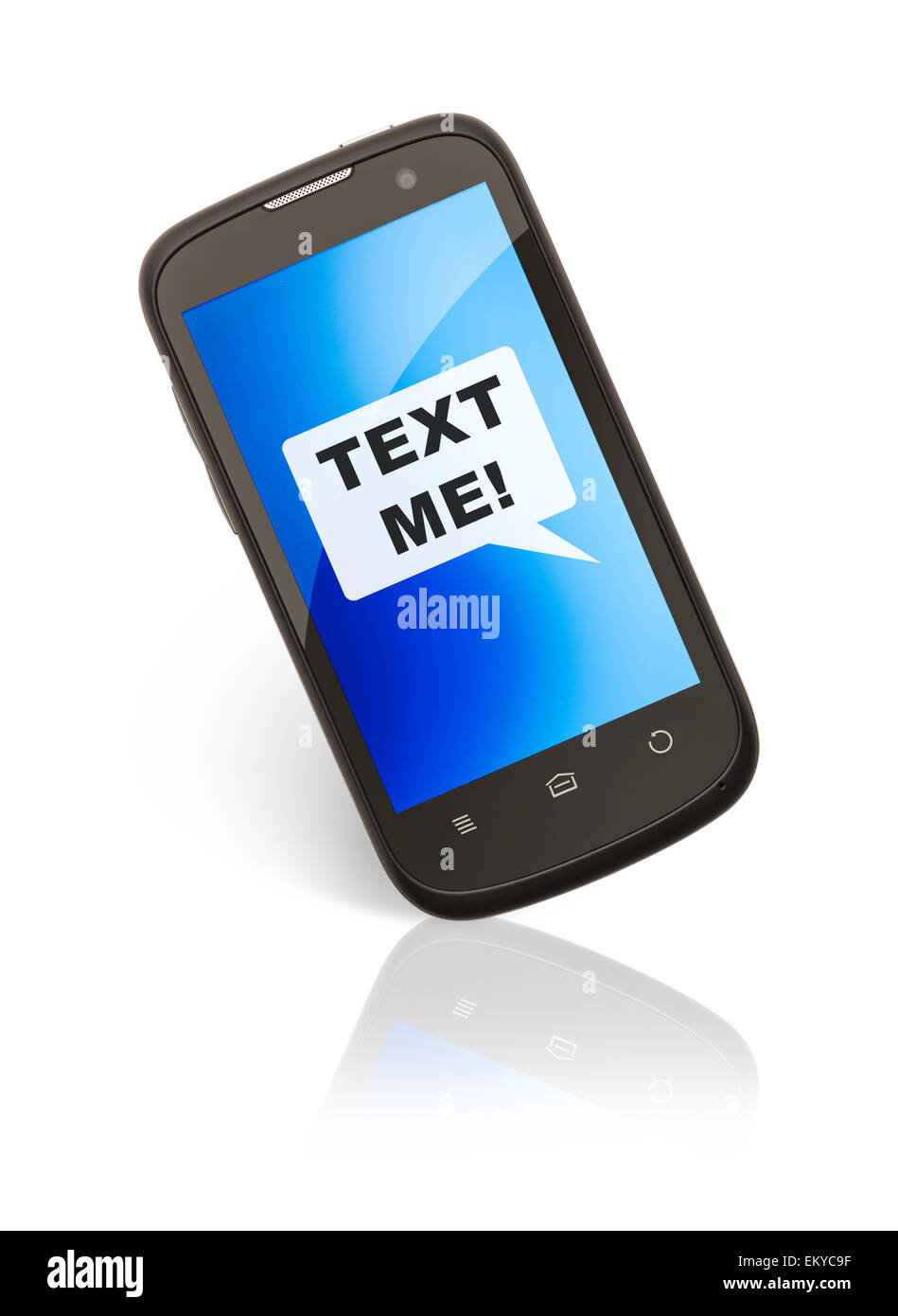 Smart Phone con testo Me isolati su sfondo bianco. Foto Stock