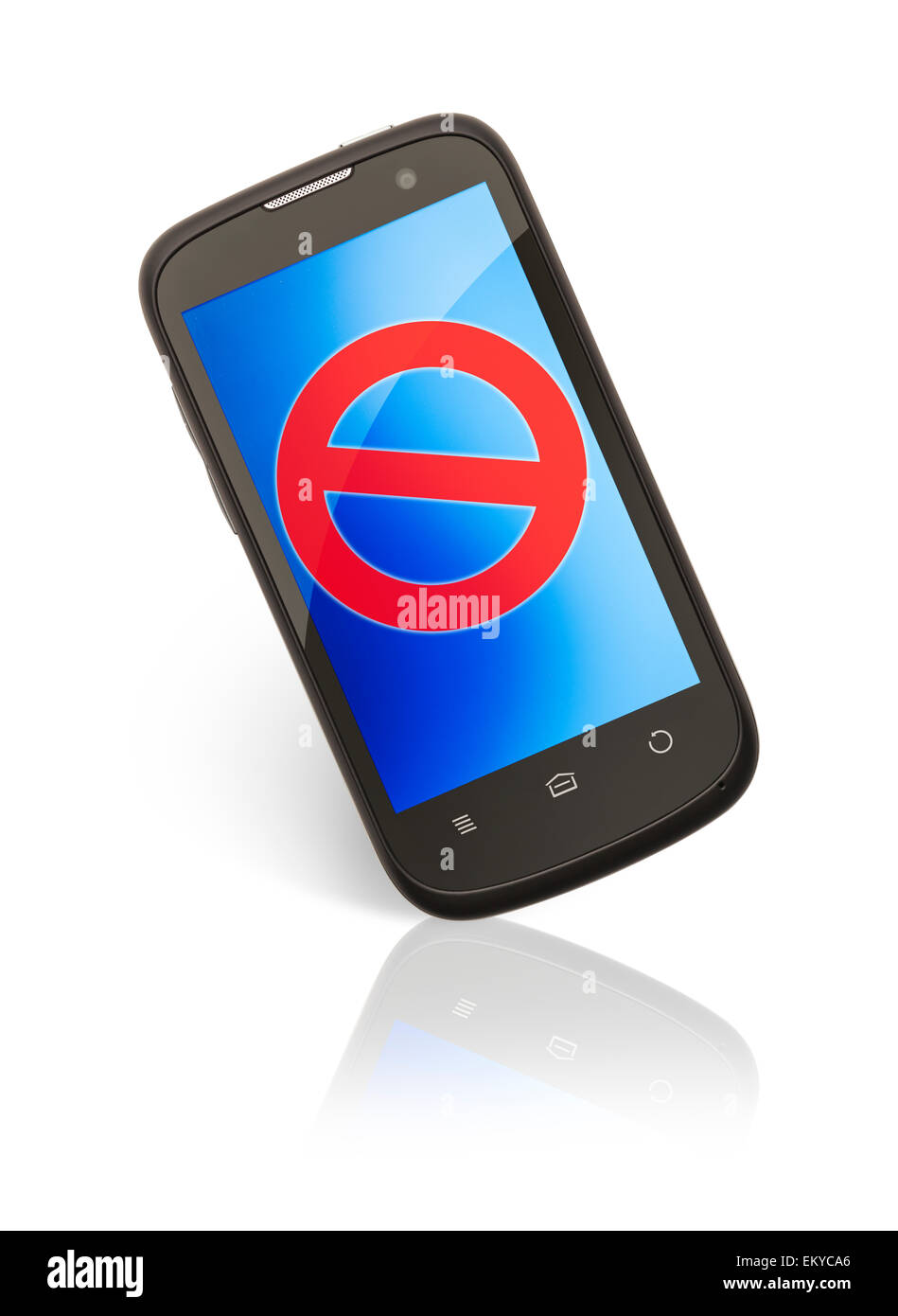Smart Phone con nessun simbolo isolato su sfondo bianco. Foto Stock