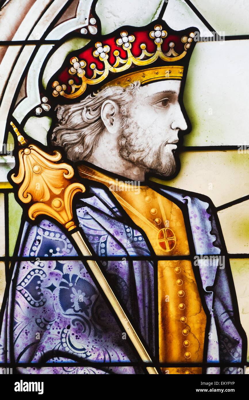 Vetrata nel Alcazar dei Re Alfonso Vi di Leon e Castiglia (El Bravo); Segovia, provincia di Segovia Spagna Foto Stock