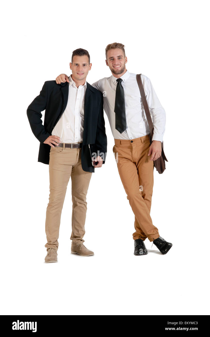Due giovani imprenditori bello in accordo Foto Stock