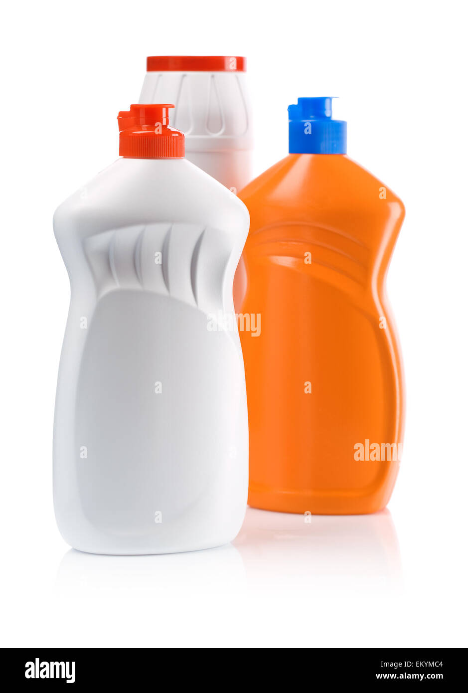 Arancione e bianco bottiglie da cucina Foto Stock