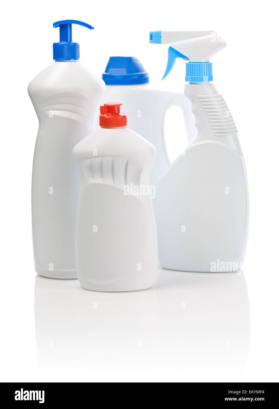 Bottiglie per la pulizia Foto Stock