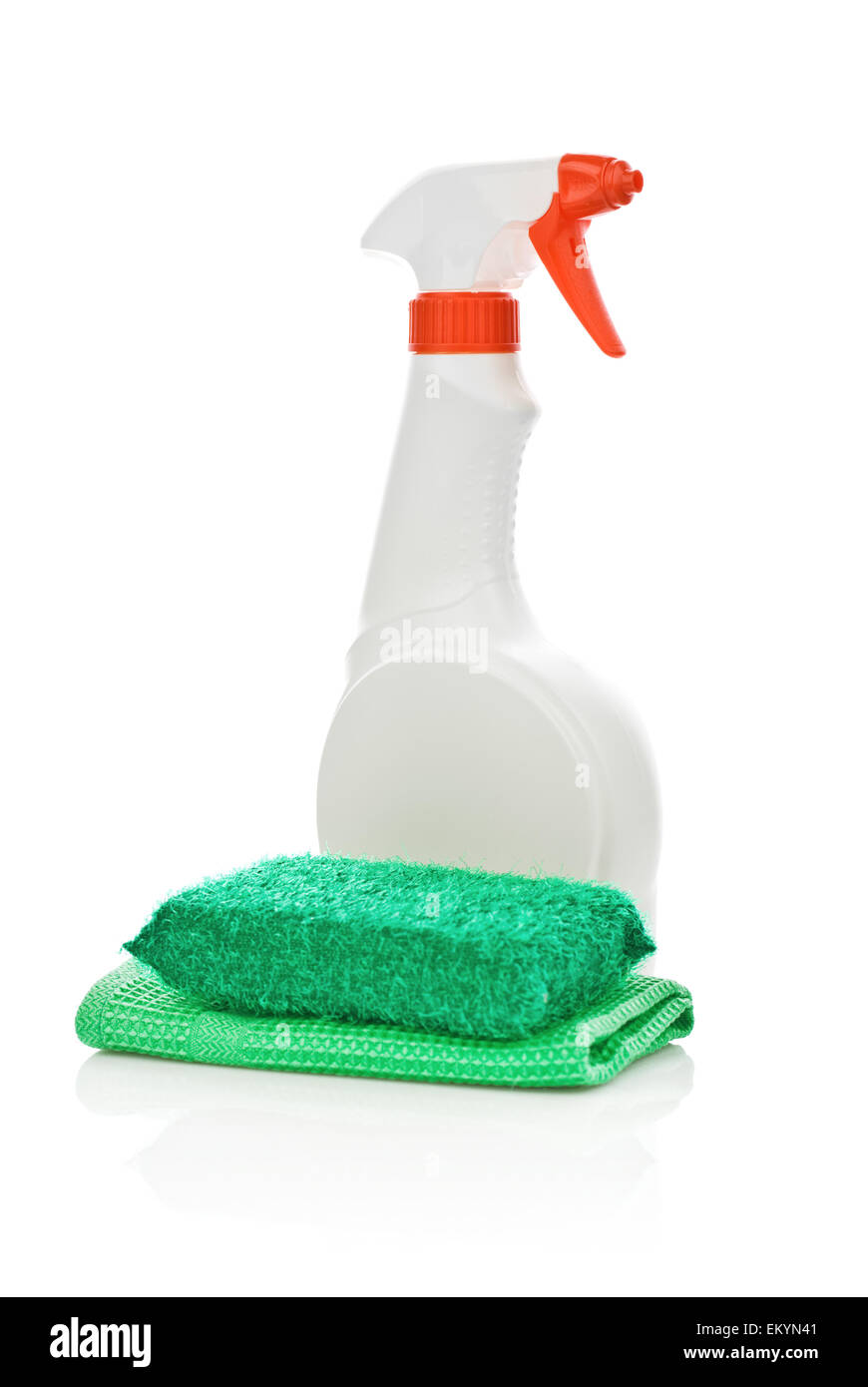 Spray bianco e igienico e spugna Foto Stock