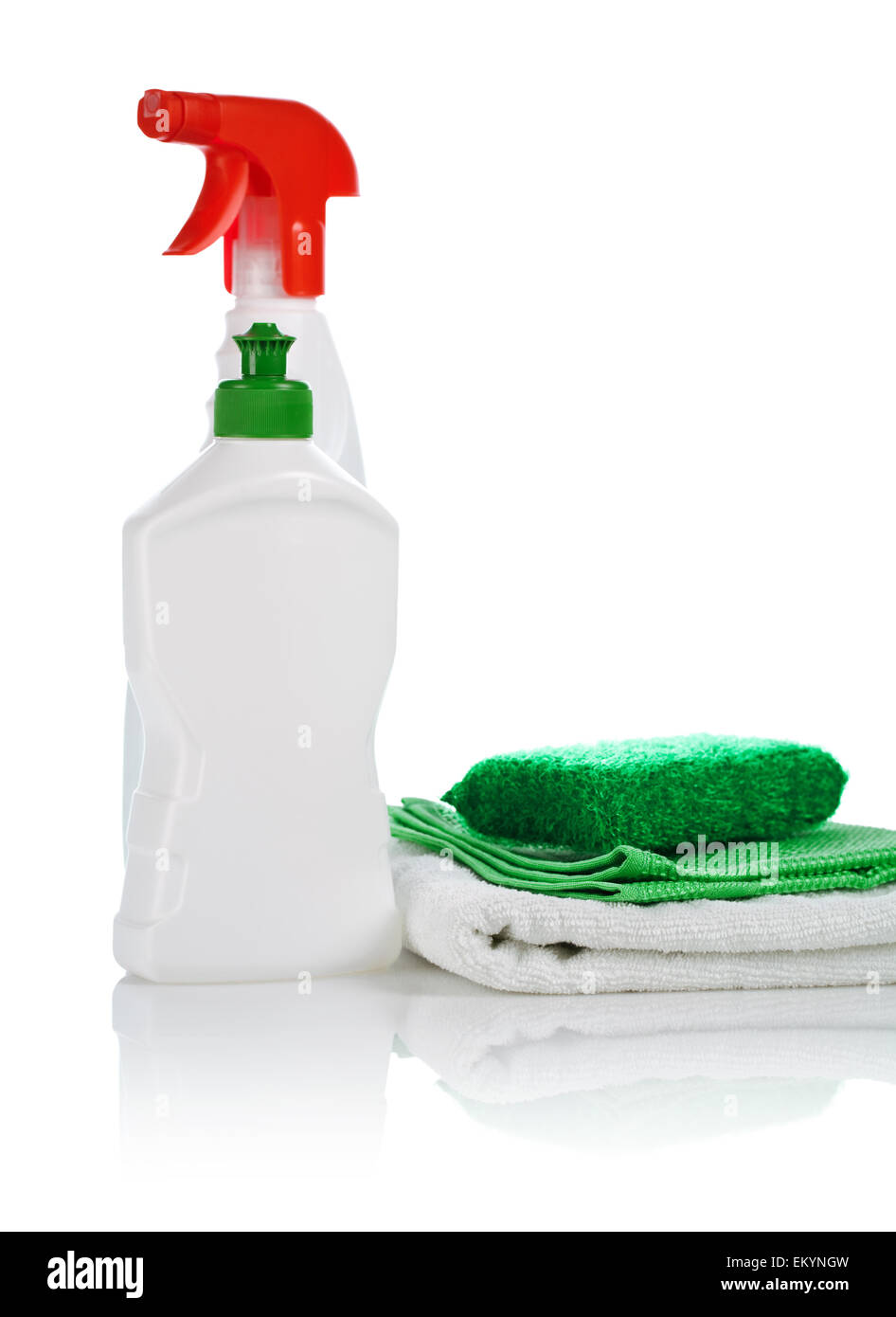 Le bottiglie e i tovaglioli Foto Stock