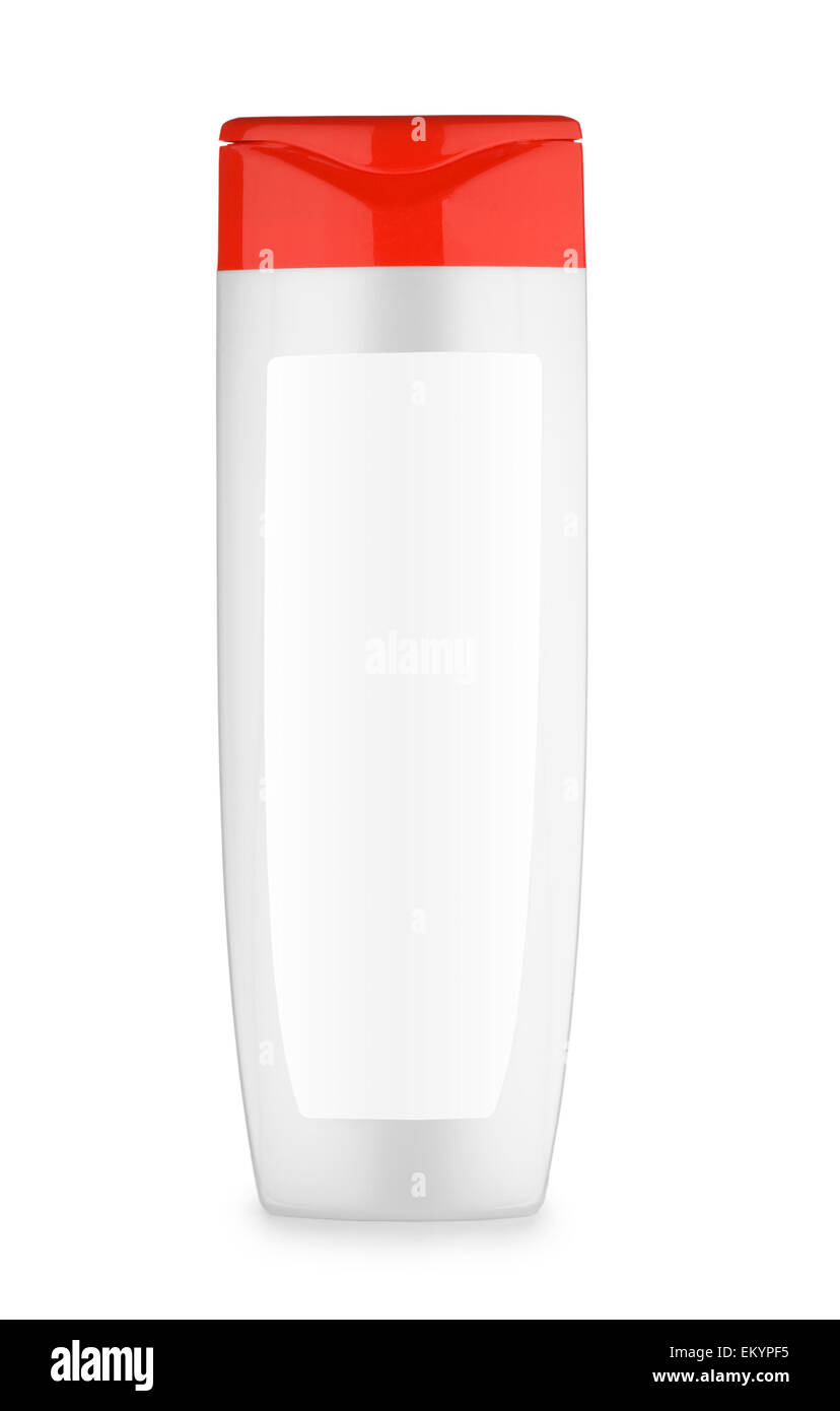 Bottiglia di colore grigio con coperchio rosso Foto Stock
