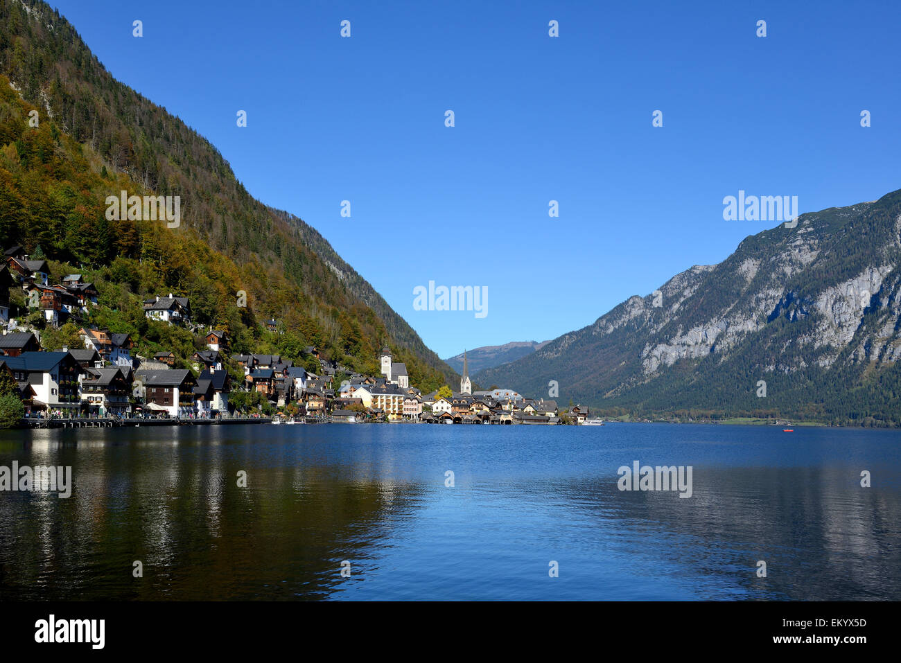 Lago Hallstatt, Hallstatt, Austria superiore, Austria Foto Stock