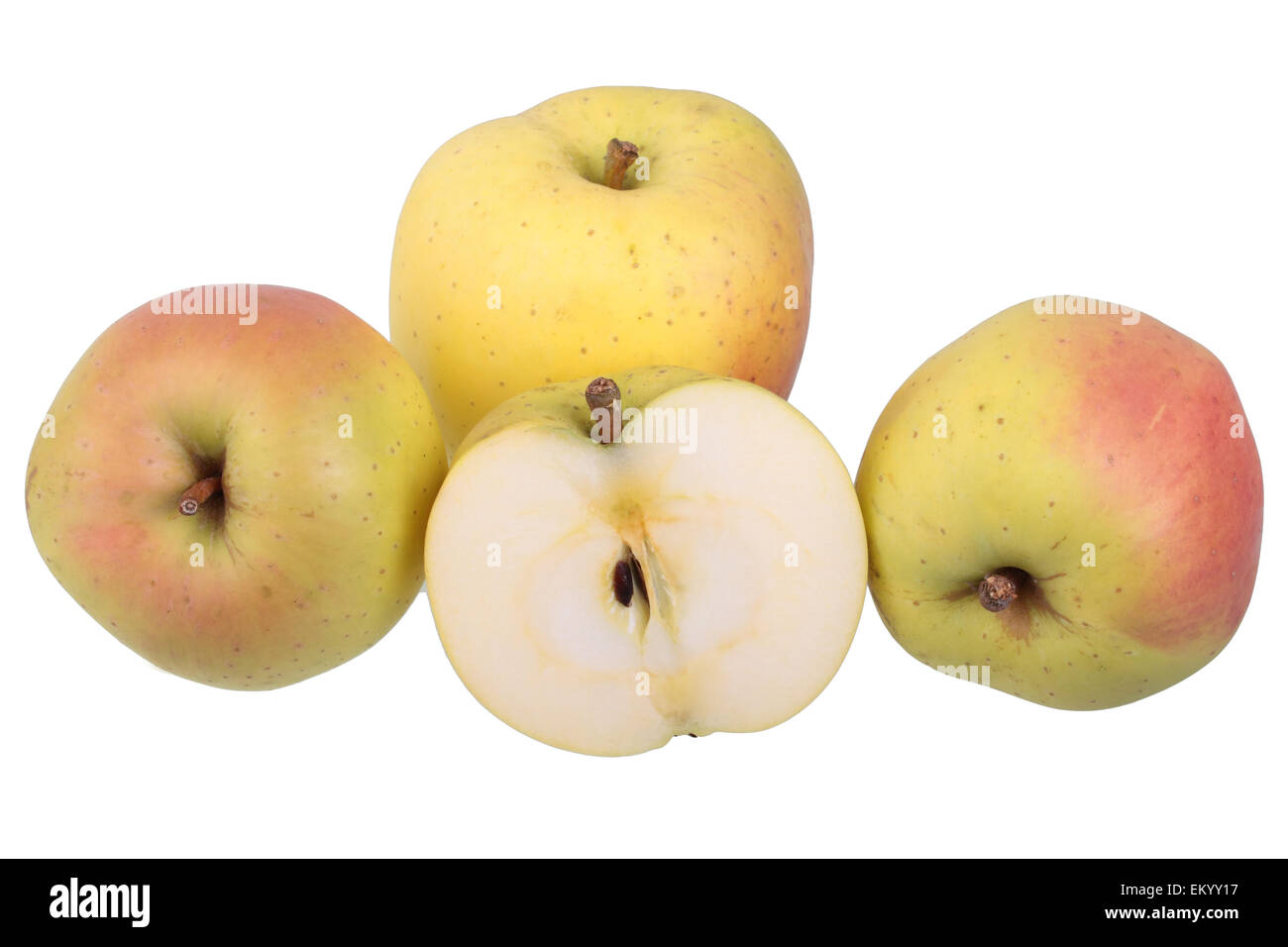 Varietà di mele Bellefleur giallo con taglio ​​apple Foto Stock