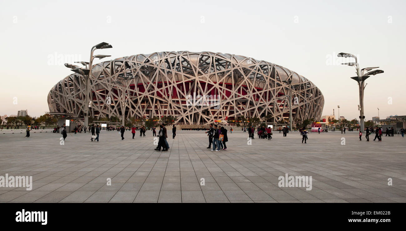 Il Bird's Nest Stadium costruito per i Giochi Olimpici di Pechino 2008, Pechino Foto Stock