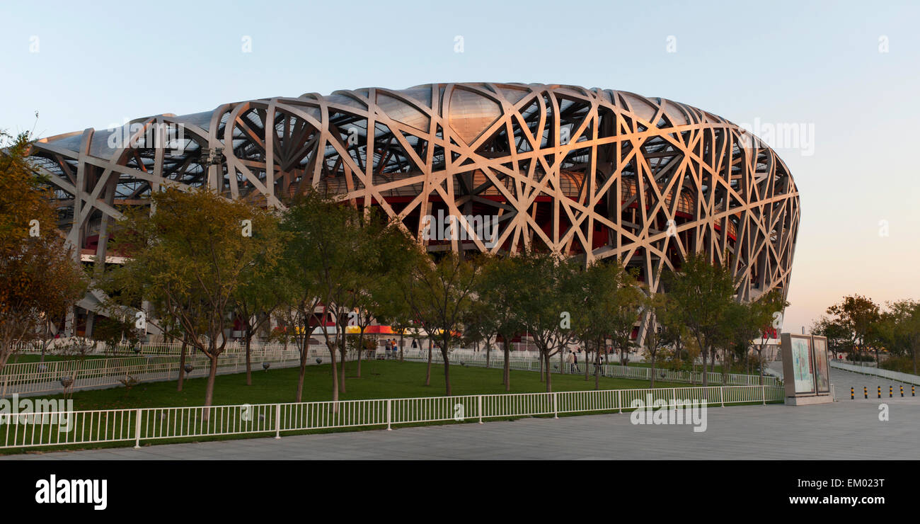 Il Bird's Nest Stadium costruito per i Giochi Olimpici di Pechino 2008, Pechino Foto Stock