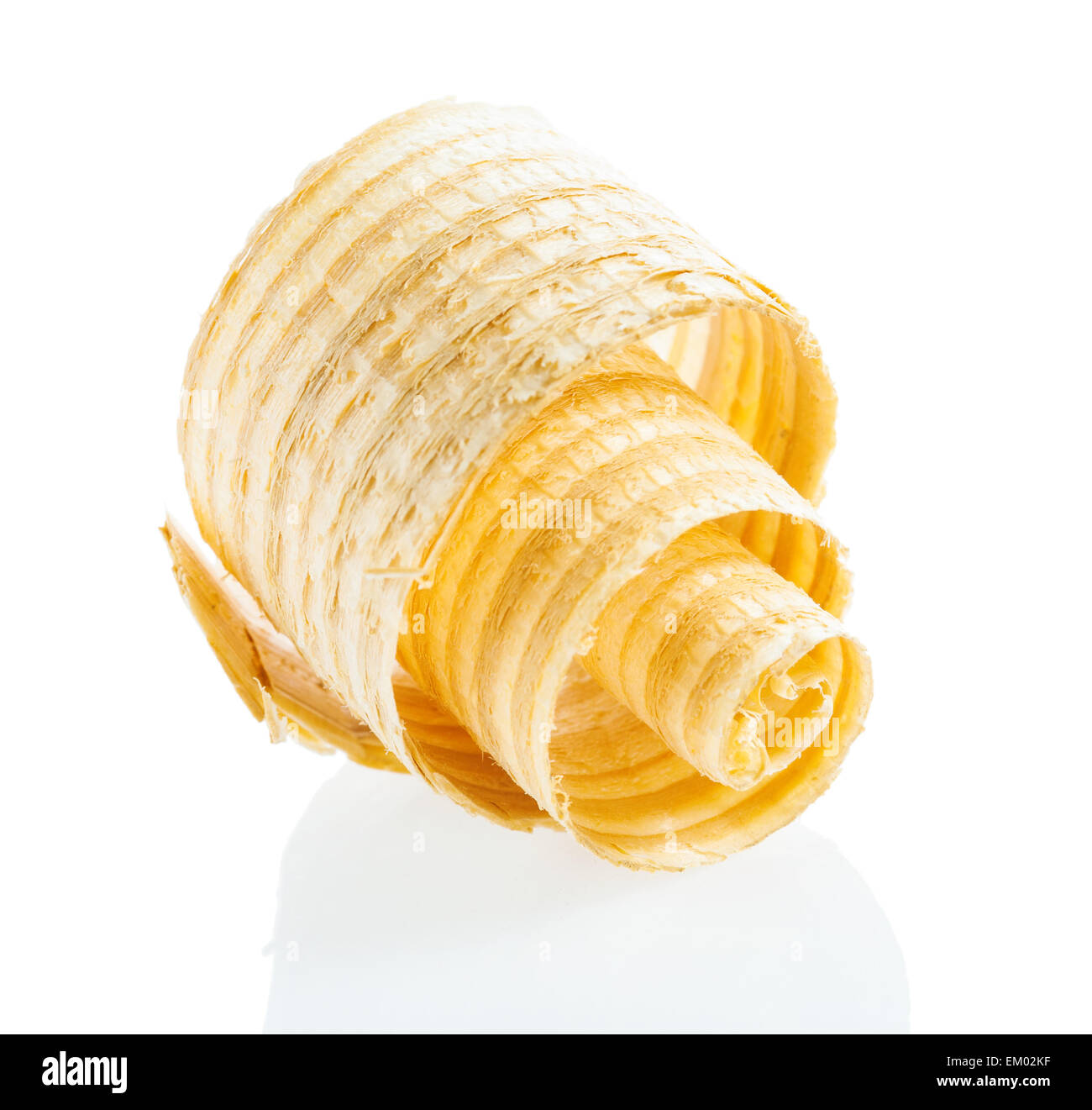 Una spirale di rasatura in legno Foto Stock