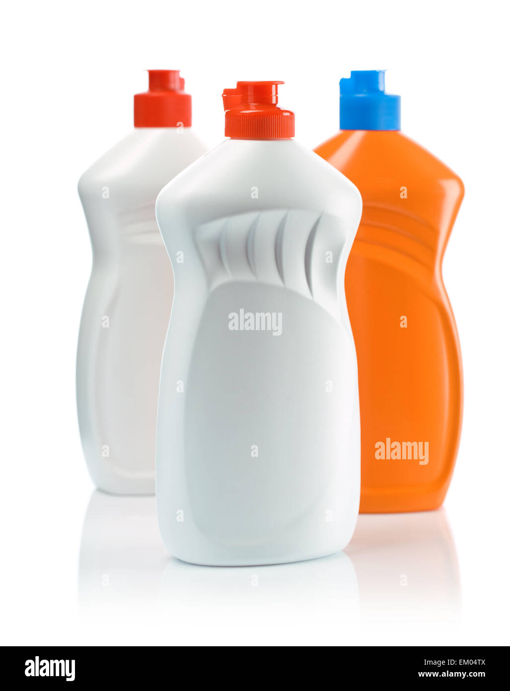 Tre bottiglie per la pulizia Foto Stock