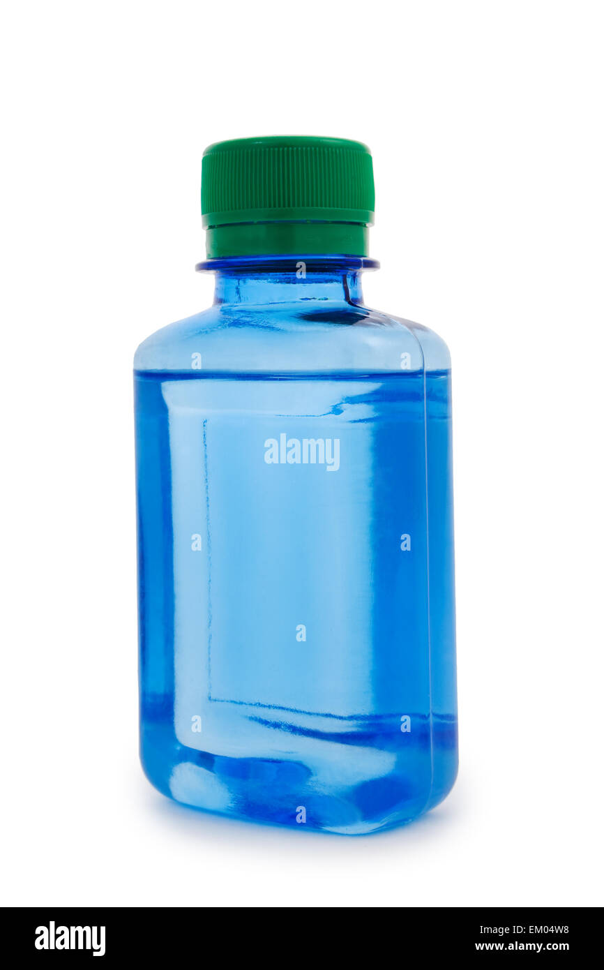Isolato blu bottiglia hemical Foto Stock
