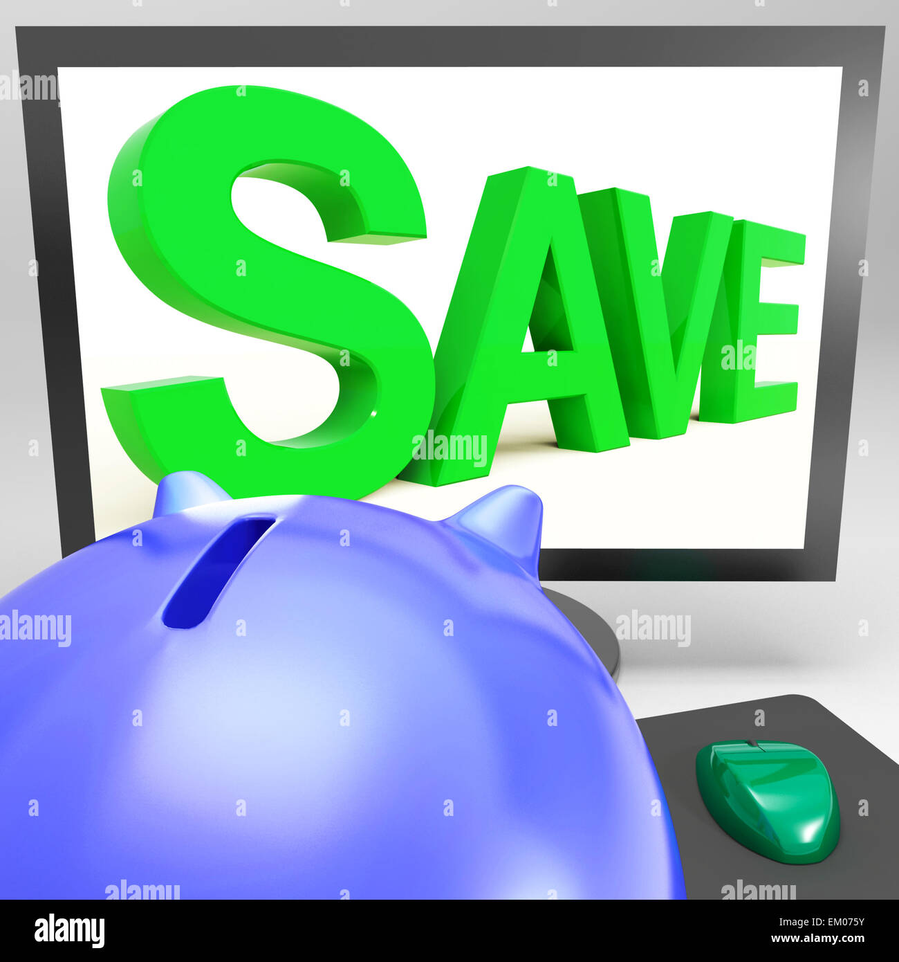 Salvare sul Monitor mostra lo shopping a buon mercato Foto Stock