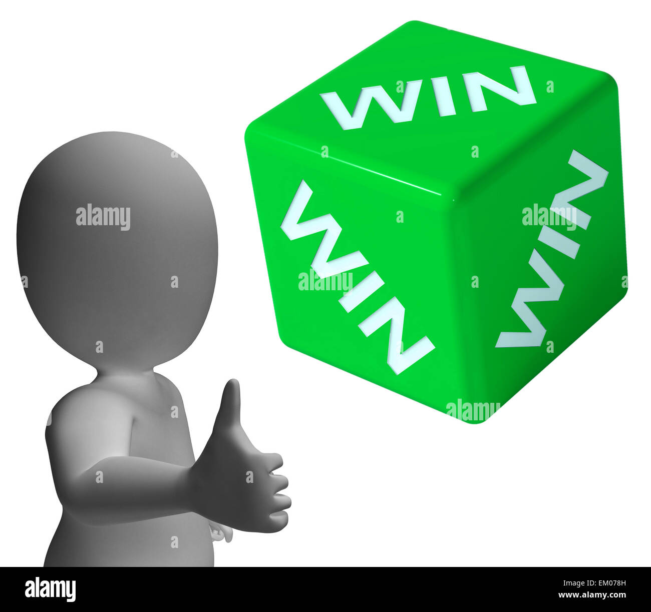 Win dice che mostra il successo vincitore e campione Foto Stock