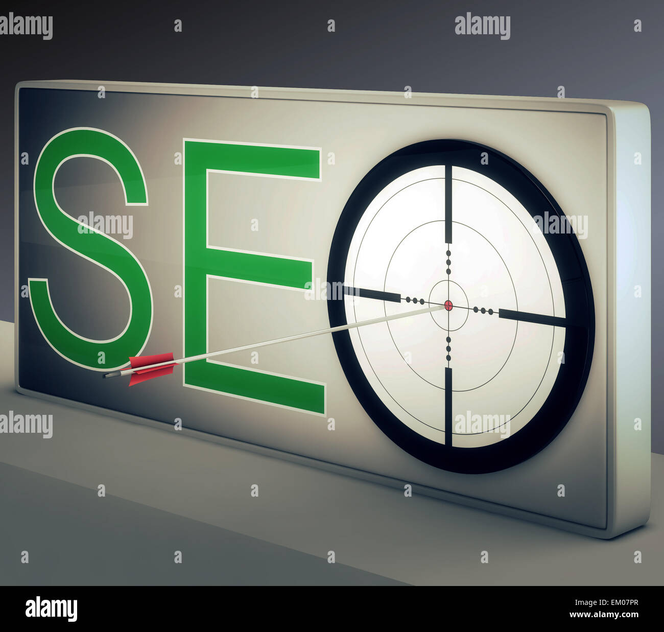 Obiettivo del Seo promuove il sito Web e Internet Marketing Foto Stock