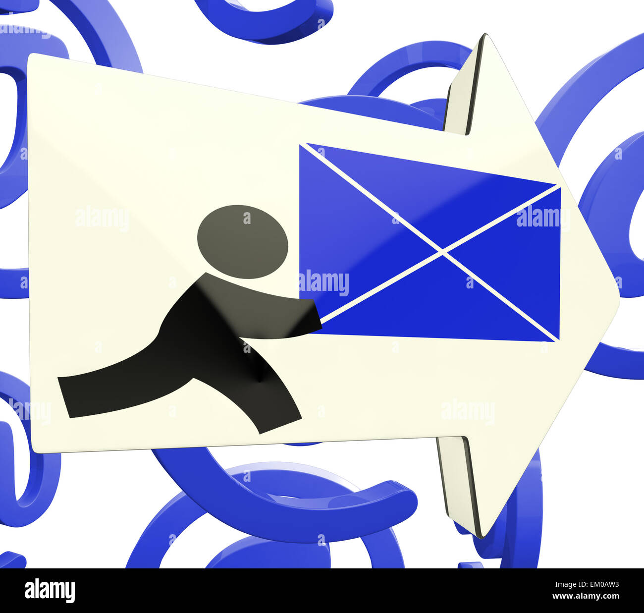 La consegna di posta sulla freccia a sfondo mostrante la distribuzione online Foto Stock