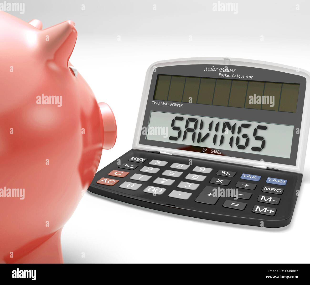Il risparmio utilizzando il calcolatore del risparmio evidenzia una crescita di risparmiare e investire Foto Stock