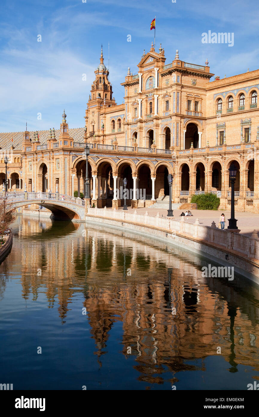 Placa De Espana; Siviglia Andalusia Spagna Foto Stock