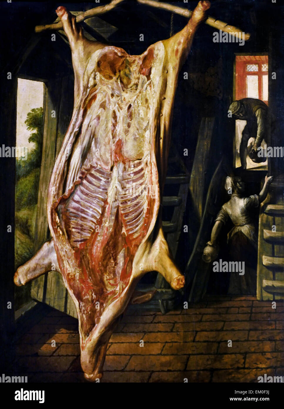 Joachim Beuckelaer ( Anversa 1533 - 1574 Anversa ) un suino macellato 1563 belga fiamminga del Belgio Foto Stock