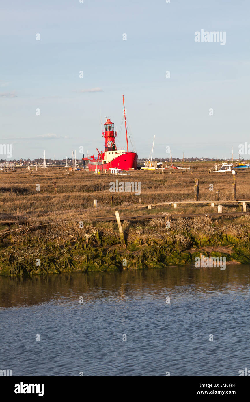 Lightship nel saltings a Tollesbury, Esses, Regno Unito Foto Stock