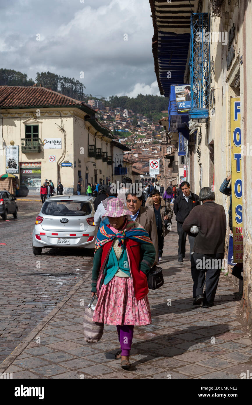 Perù Cusco. Santa Clara Street scene. Foto Stock