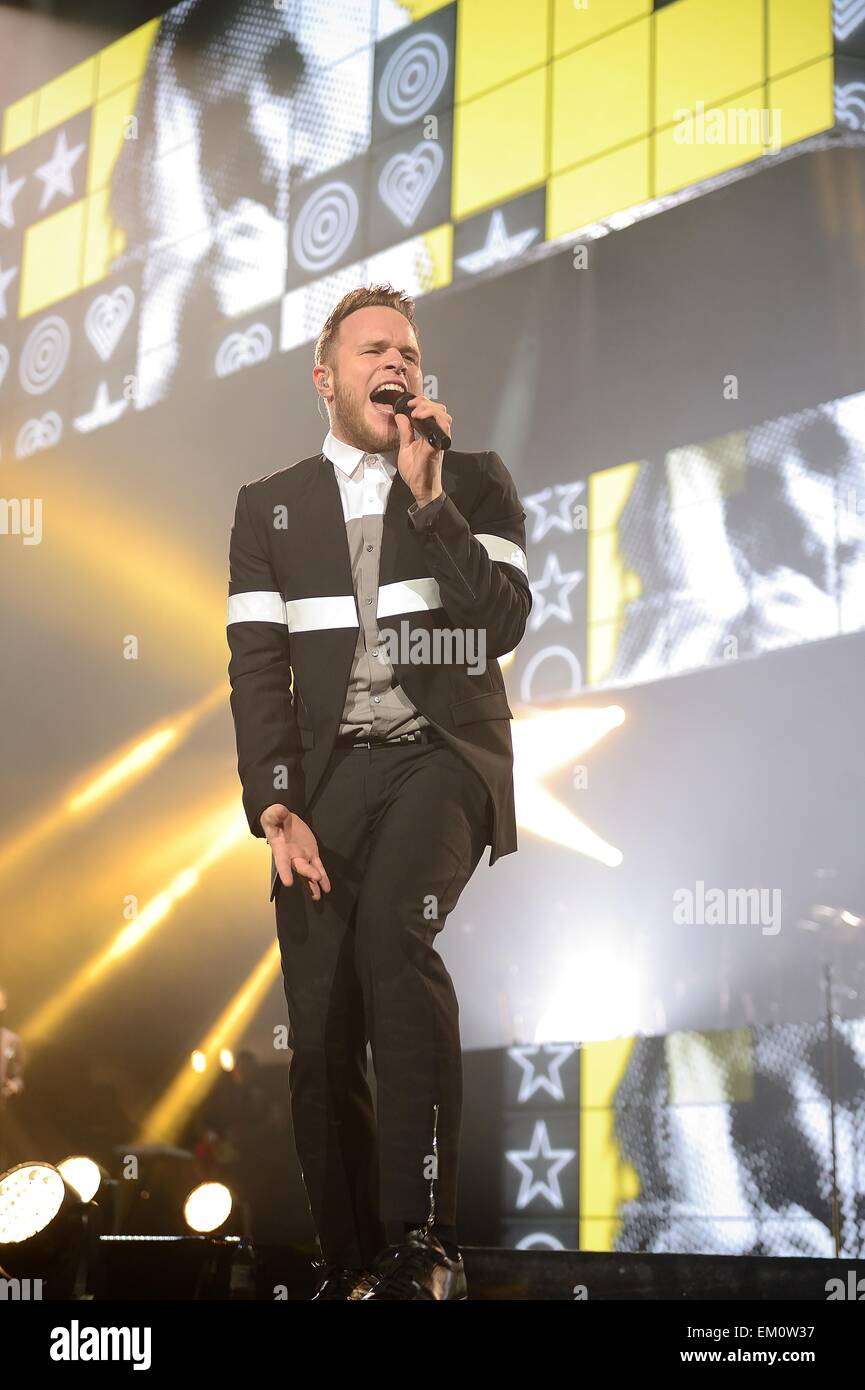 Glasgow, Scotland, Regno Unito. Il 14 aprile, 2015. Olly Murs in concerto, SSE Idro Glasgow (14 Apr 2015) Credito: Iain McDonagh/Alamy Live News Foto Stock