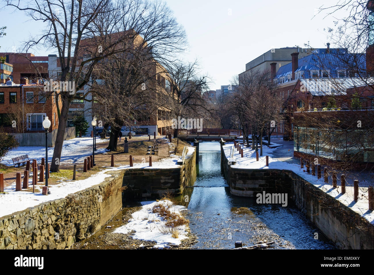 La Chesapeake e Ohio (C&O) canal nella storica area di Georgetown, Washington DC, Stati Uniti d'America. Foto Stock