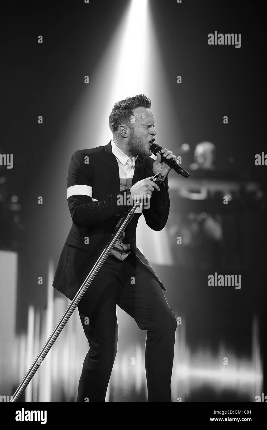 Glasgow, Scotland, Regno Unito. Il 14 aprile, 2015. Olly Murs in concerto, SSE Idro Glasgow (14 Apr 2015) Credito: Iain McDonagh/Alamy Live News Foto Stock