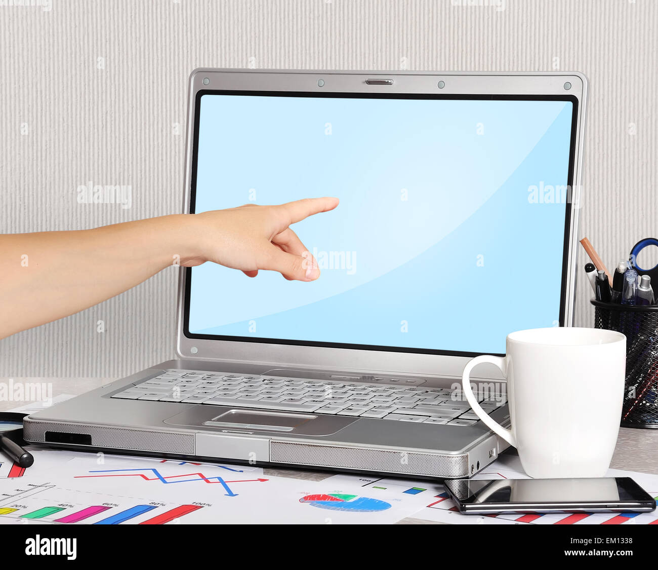 Lato rivolto al laptop Foto Stock