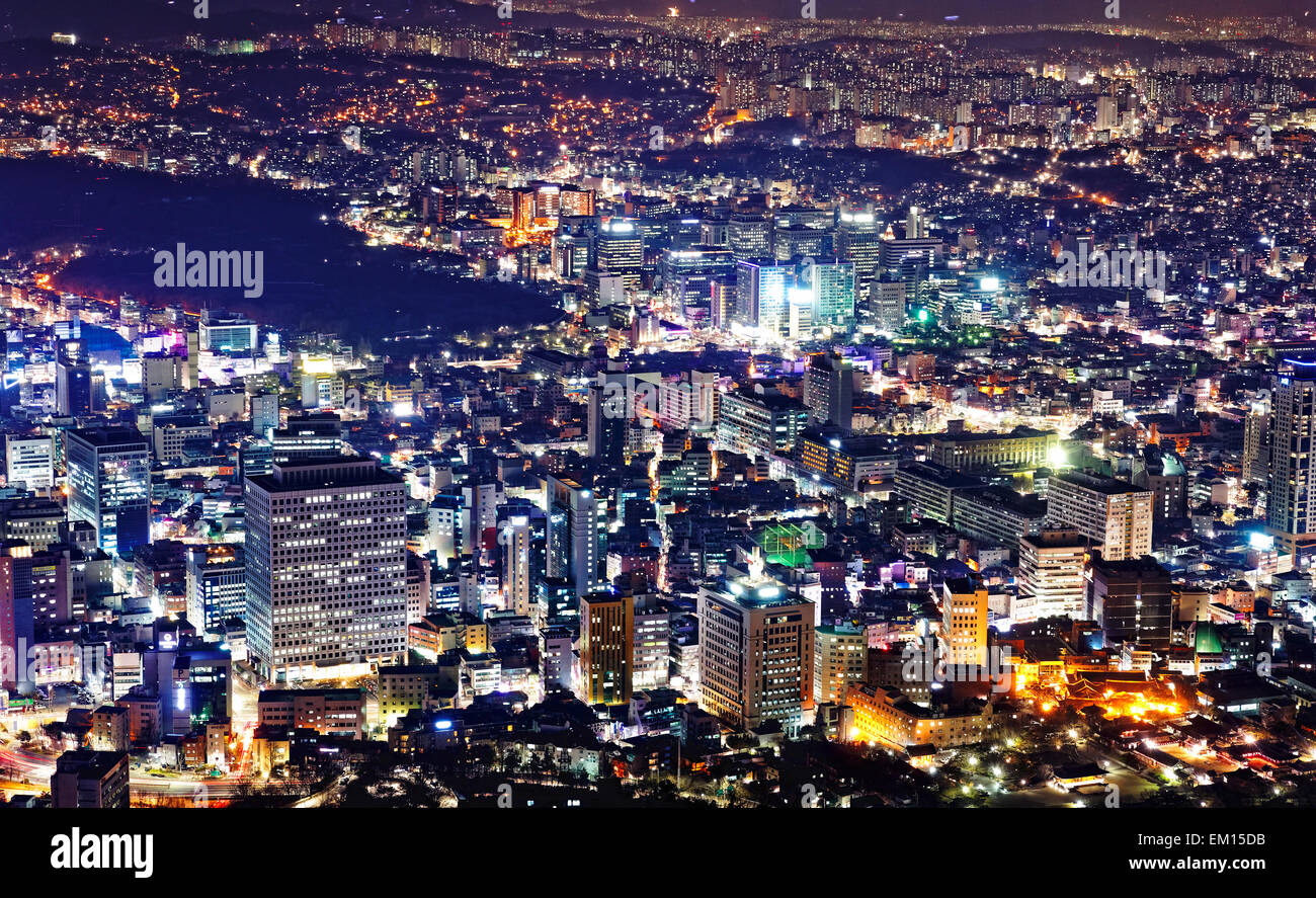 Paesaggio urbano del centro di Seoul, Corea del Sud Foto Stock