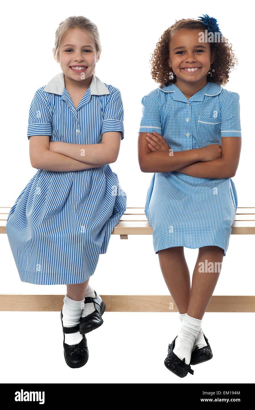 Fiducioso scuola elementare ragazze Foto Stock