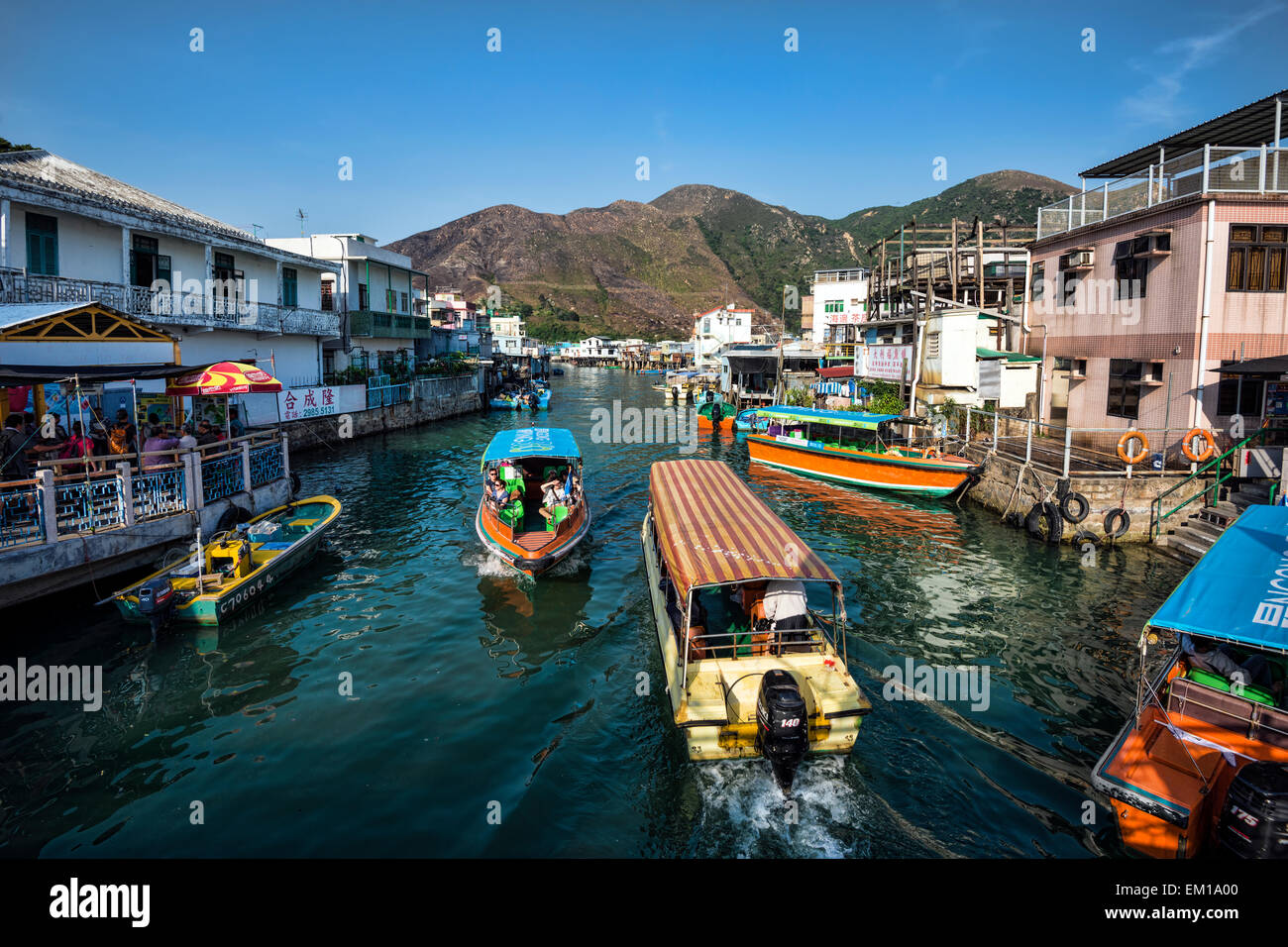 Tai O villaggio di pescatori, l'Isola di Lantau, Hong Kong, Cina. Foto Stock