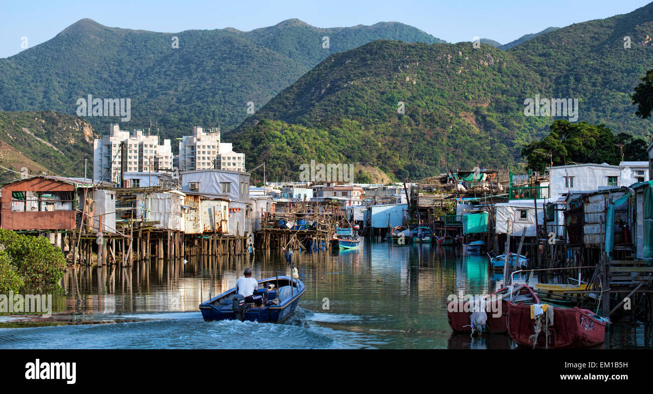 Tai O villaggio di pescatori, l'Isola di Lantau, Hong Kong, Cina. Foto Stock