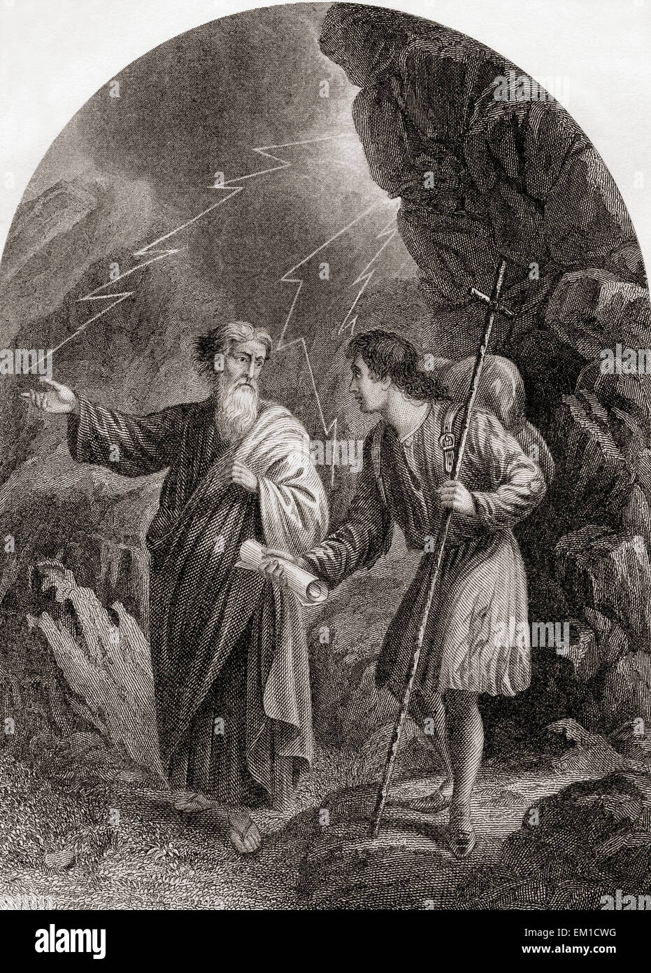 Cristiano e Evangelista. Dal pellegrinaggio da John Bunyan. Foto Stock