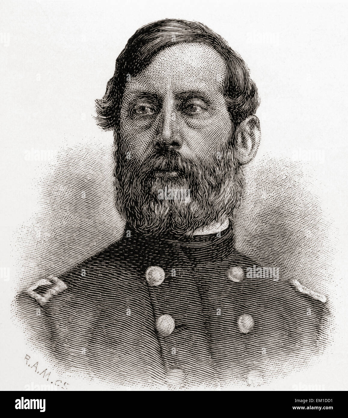Henry Jackson Hunt, 1819 - 1889. Capo di Artiglieria nell'esercito del Potomac durante la Guerra Civile Americana. Foto Stock