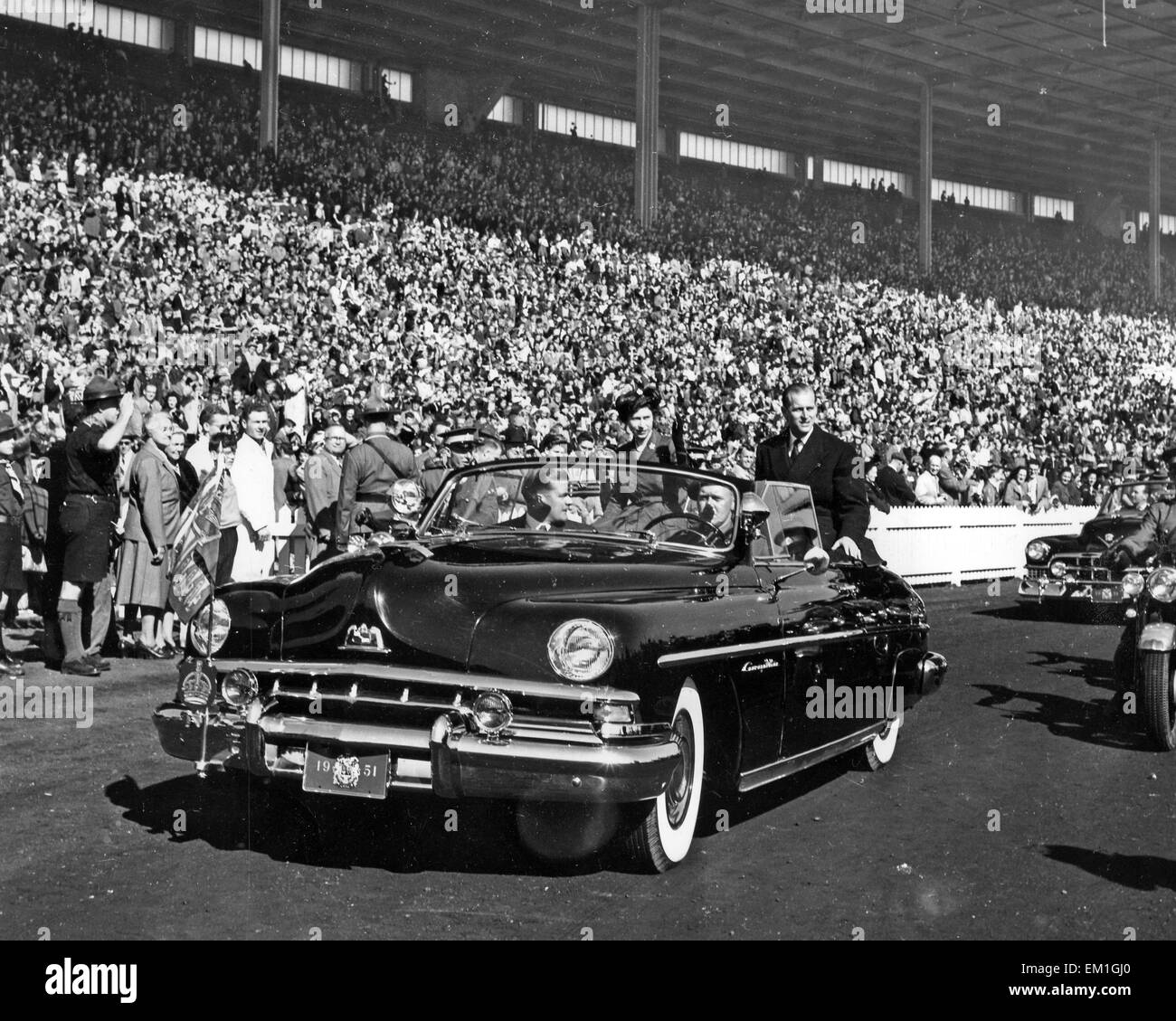 ROYAL TOUR DEL CANADA 1951 la principessa Elisabetta e il Duca di Edimburgo presso il National Exhibition Centre di Toronto Foto Stock