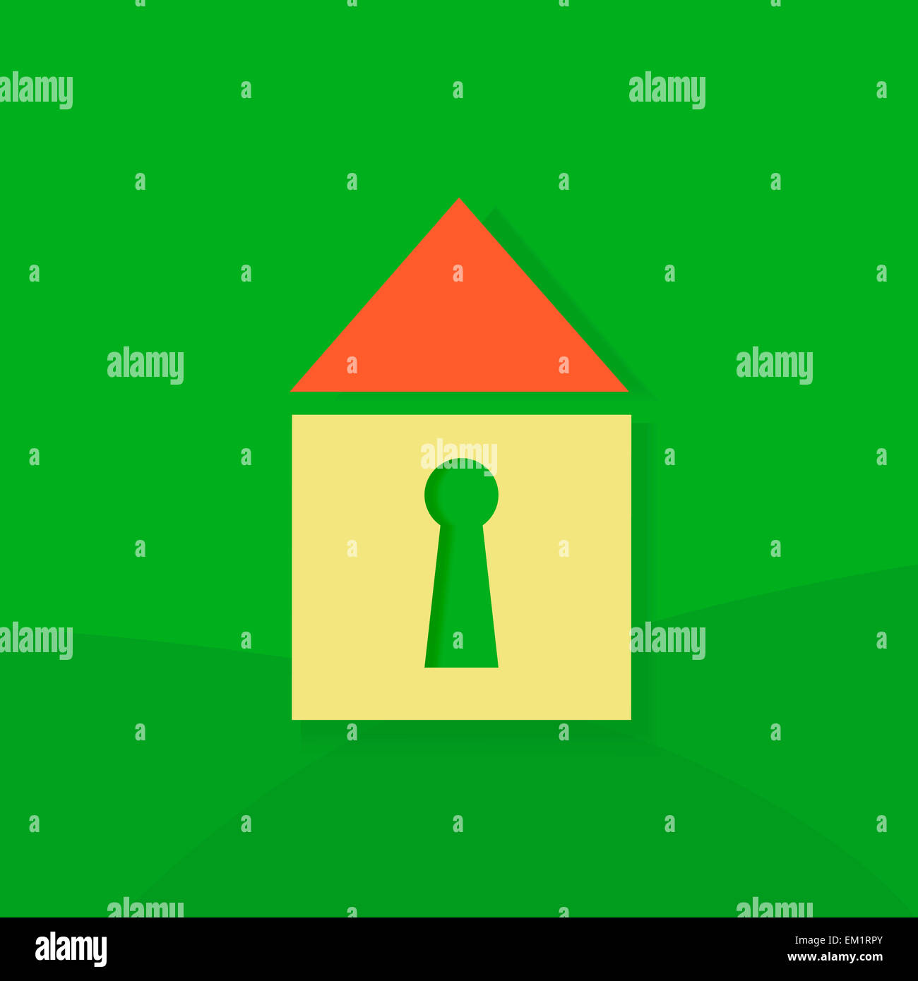 Icona di casa su sfondo verde. Foto Stock