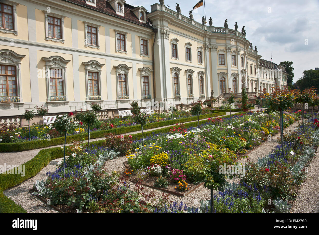 I giardini barocchi a Ludwigsburg Palace; Ludwigsburg Baden-Wurttemberg Germania Foto Stock