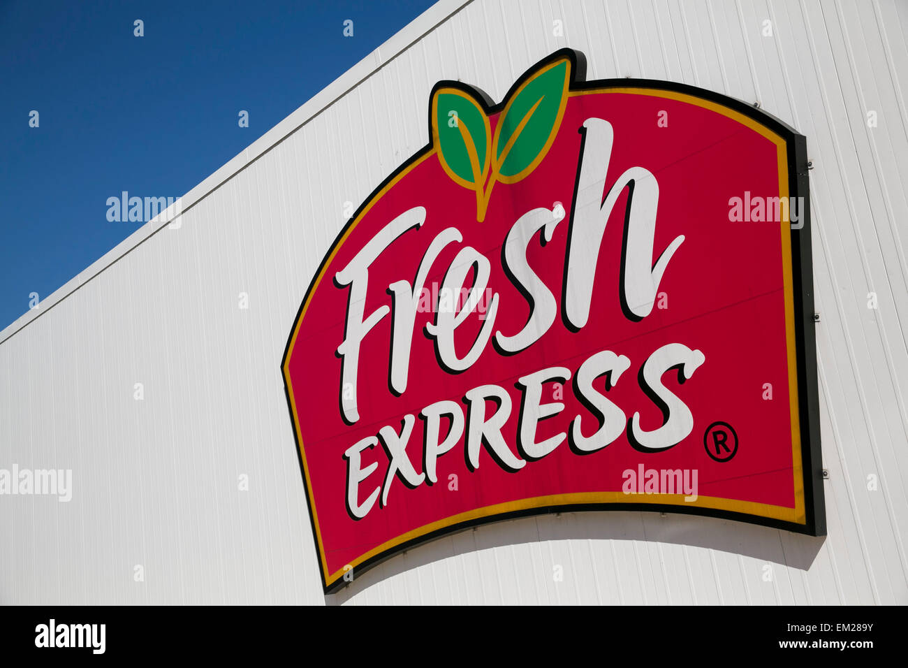 Un segno del logo al di fuori di un meccanismo azionato da una Fresca Express di Harrisburg, Pennsylvania. Foto Stock