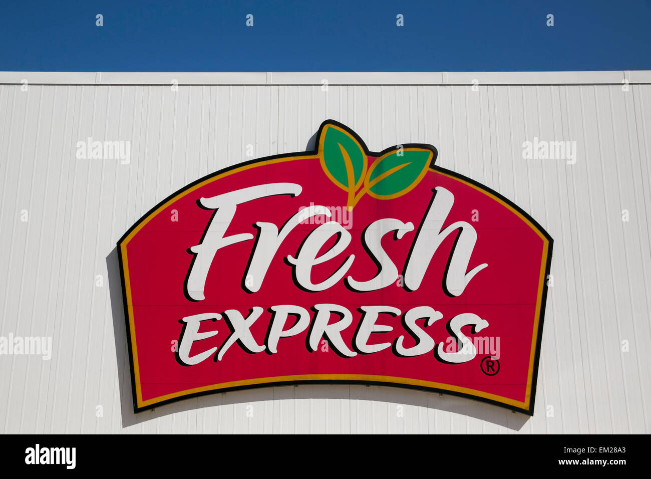 Un segno del logo al di fuori di un meccanismo azionato da una Fresca Express di Harrisburg, Pennsylvania. Foto Stock