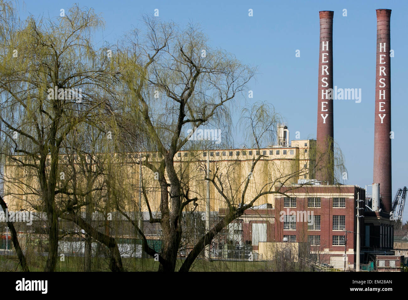 Una vista dell'originale Hershey Chocolate Factory di Hershey, Pennsylvania. Foto Stock