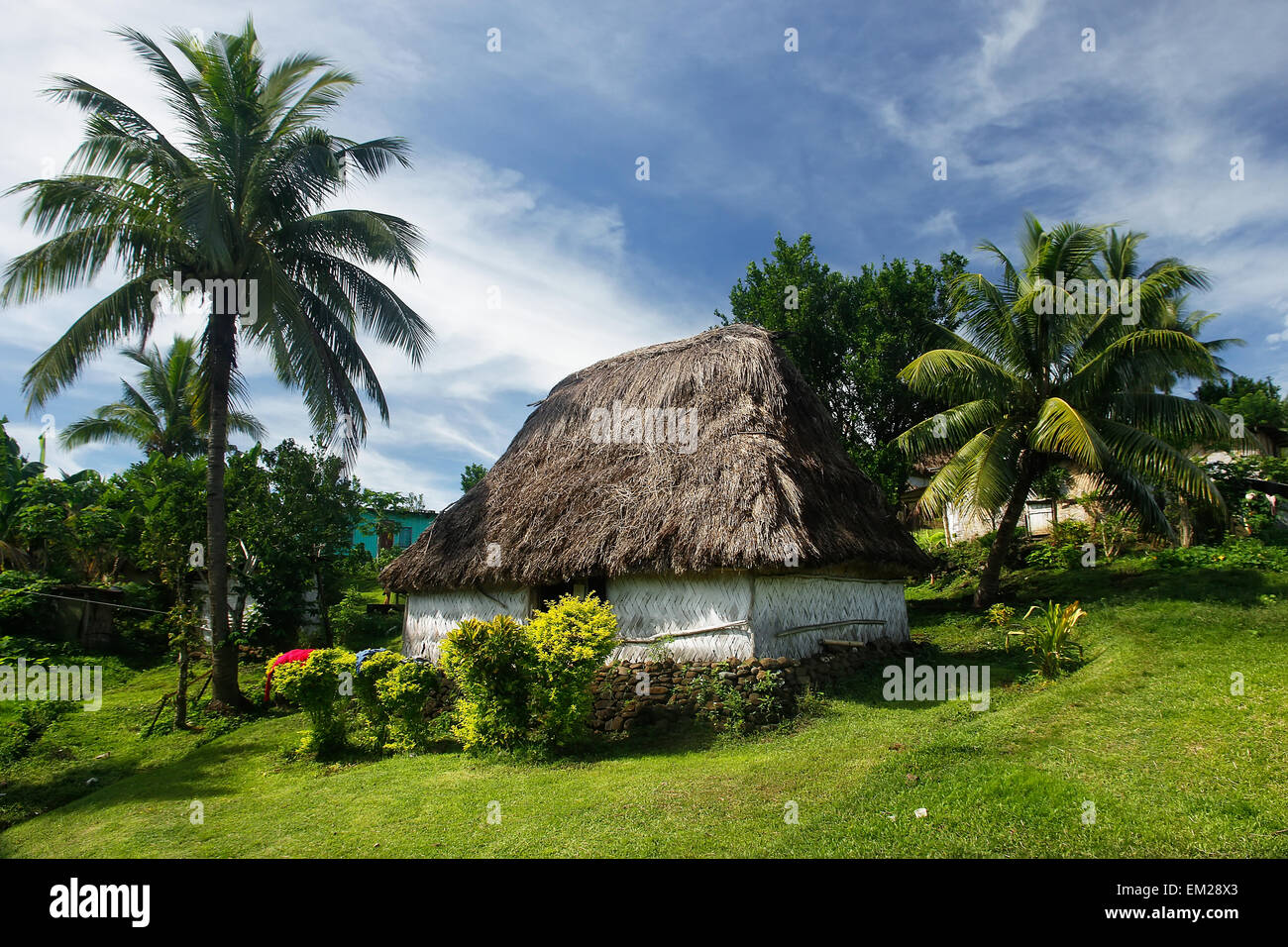 Casa Tradizionale di Navala village, isola di Viti Levu, Isole Figi Foto Stock