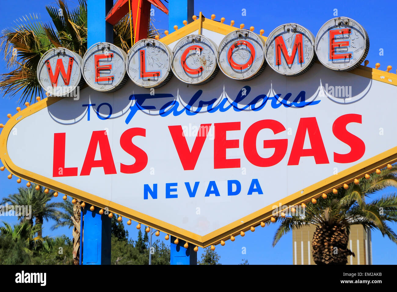 Benvenuto nella favolosa Las Vegas segno, Nevada, STATI UNITI D'AMERICA Foto Stock